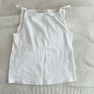 Doen Pointelle Tank with Colored Trim